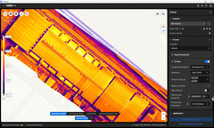 DJI Terra 5.3 2D thermal infrared map with temperature scale and material emissivity set from the dataset
