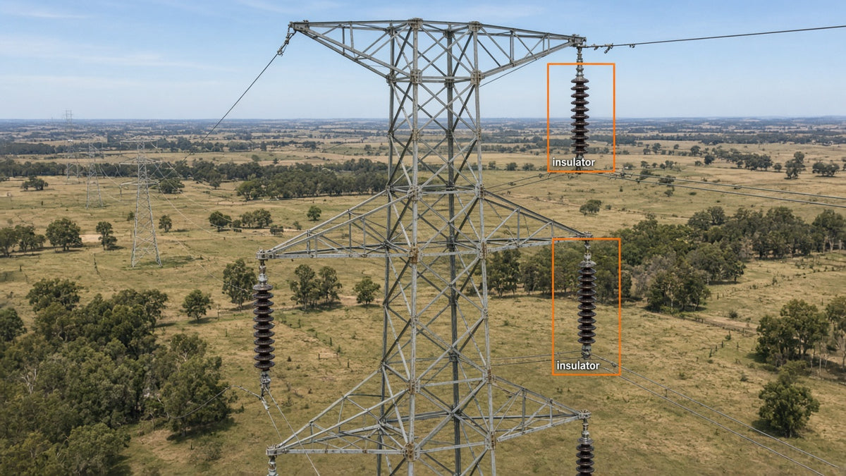 Custom insulator detections on a transmission tower from a Matrice