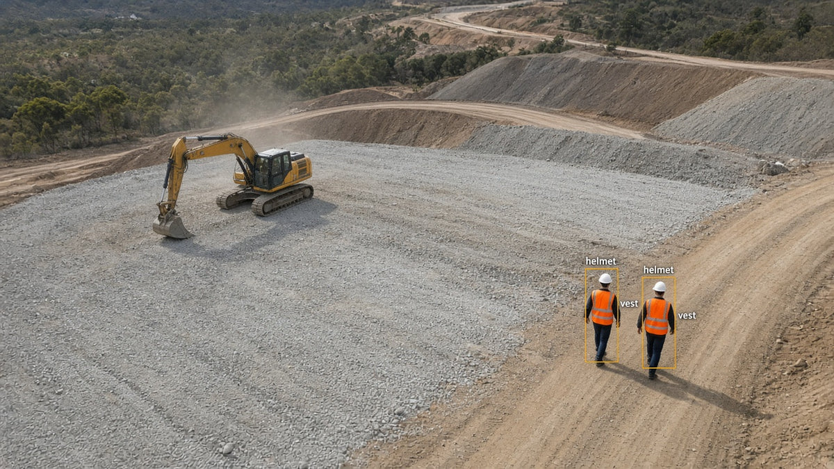 PPE detections for helmets and high-vis on an Australian construction site