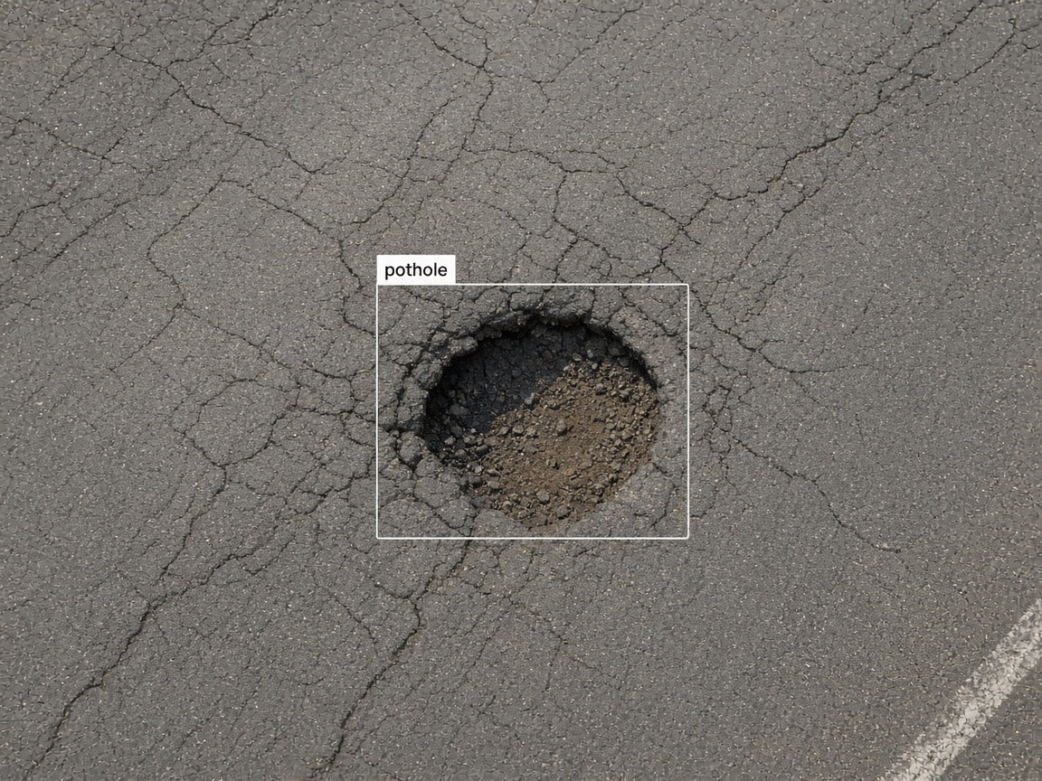 Road-defect detection on sealed asphalt, pothole class
