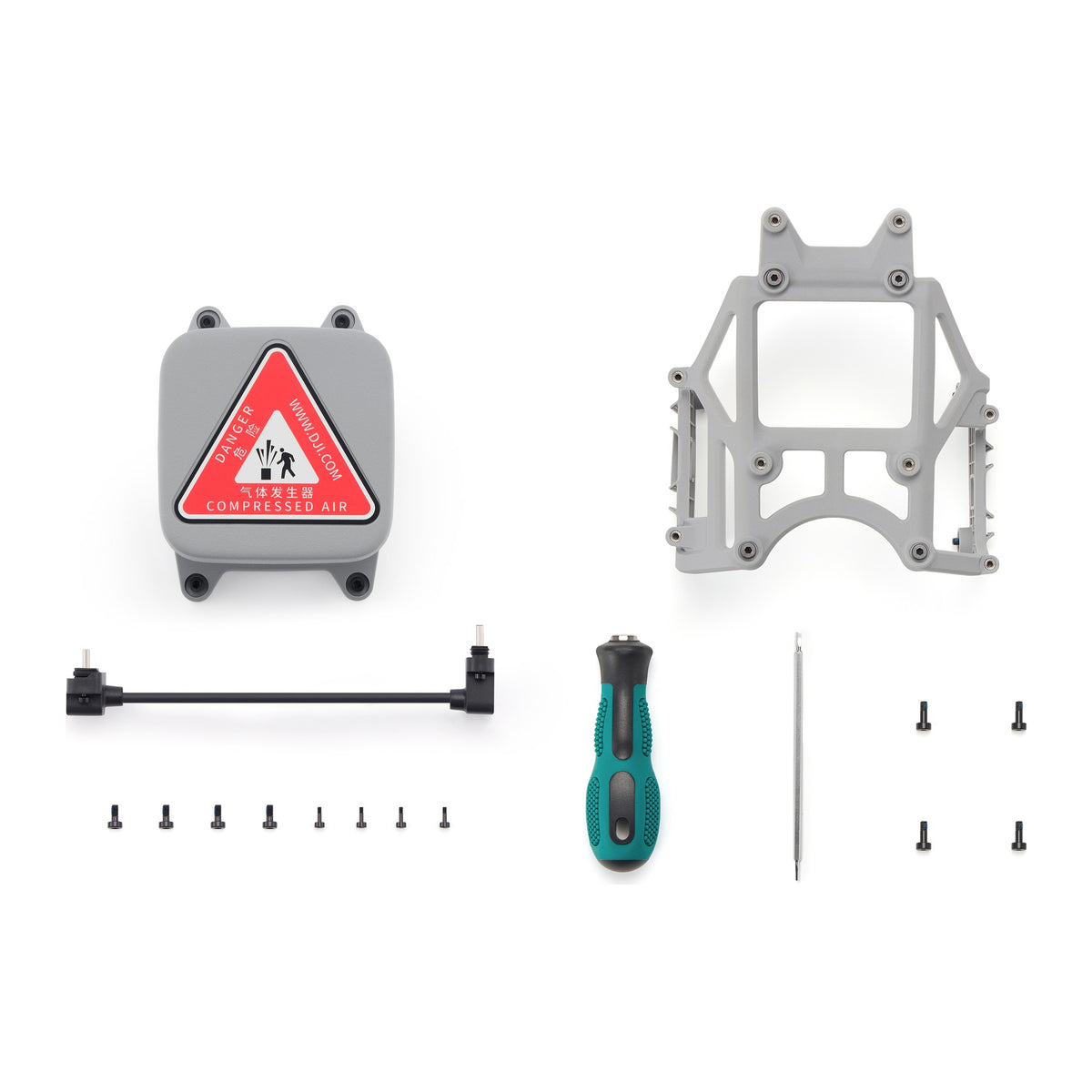 DJI AP1 Parachute with its mounting bracket and tools